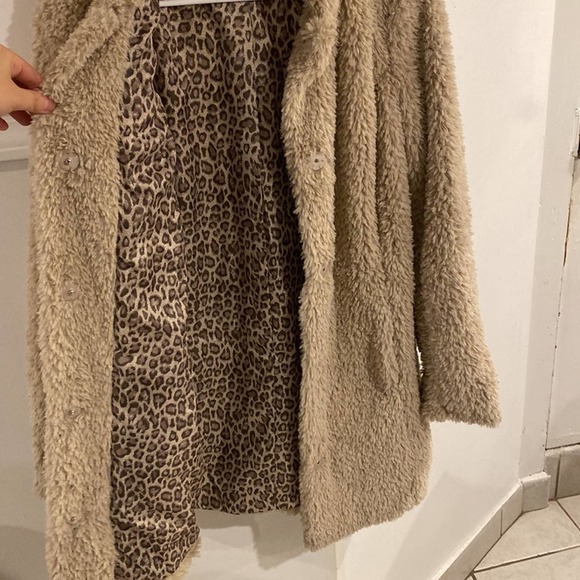 Kenneth Cole Notch-Collar Faux-Fur Coat Truffle XS - Picture 6 of 11